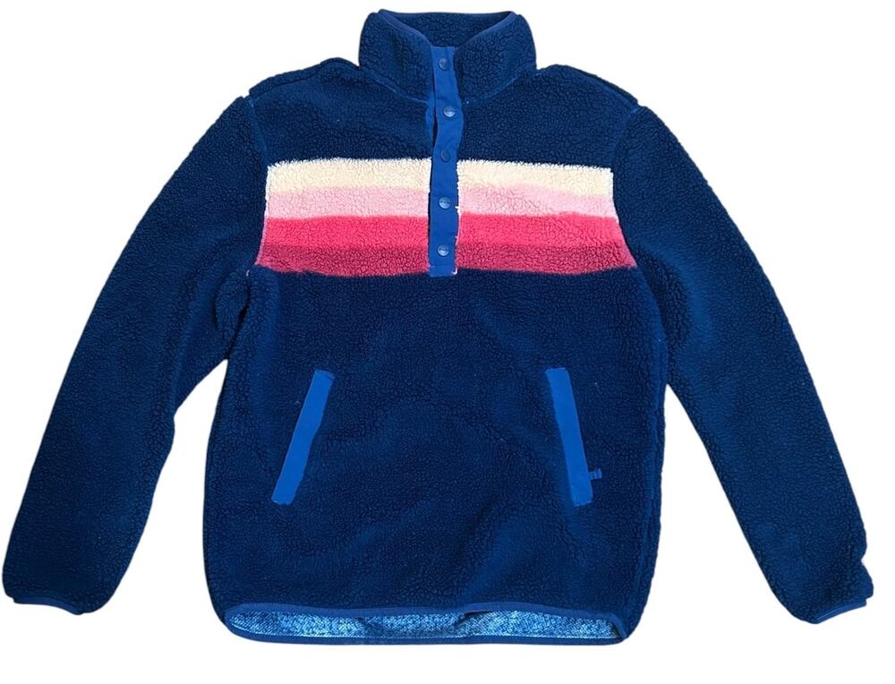 Chubbies Fleece Pullover Small Blue Pink Colorblock The Skeason